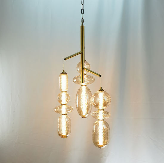Gold Glass Amber LED Chandelier by Gloss (A1890/3)