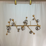 A1925/13 Modern Gold Glass Ash LED Chandelier Lighting With 13 Somkey Gray Ball For Living Room, Restaurant, Bar, Hotel, Living room