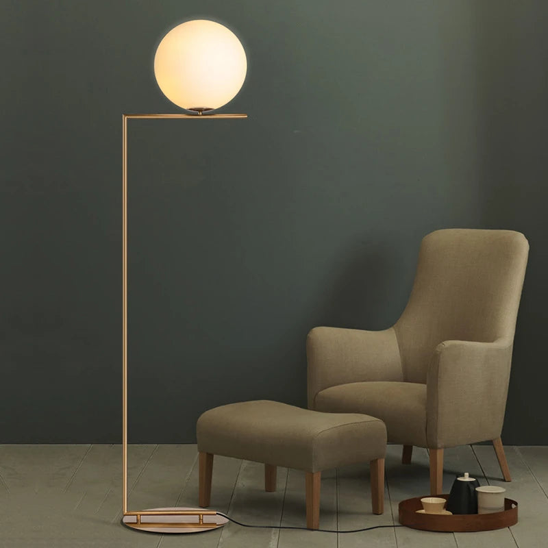 Load image into Gallery viewer, Nordic Modern Glass Bulb Vertical Lamp Gold Floor Lamp by Gloss (F9086)
