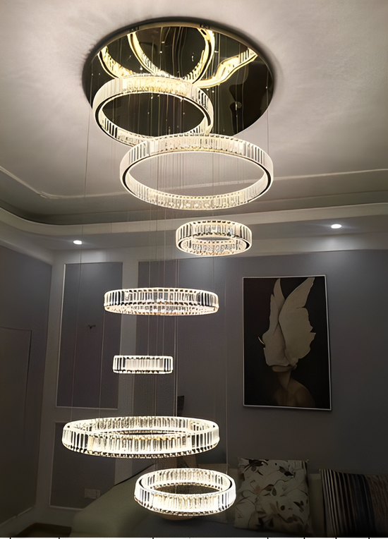 Crystal 6 Rings Double Height Chandelier by Gloss (2011/6)