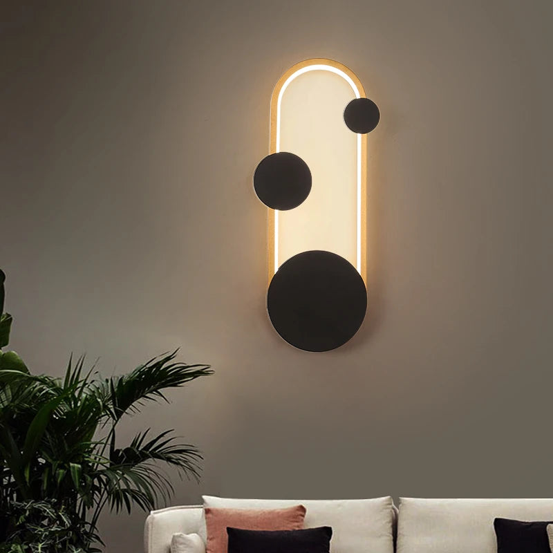 B868 Modern LED Gold and Black Indoor Wall Lamp