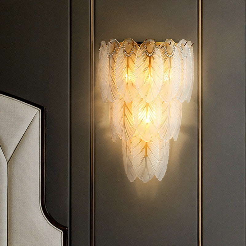 SR1039/W Nordic Postmodern Luxury Feather Iron Glass Wall Light  Golden Led Wall Lamp for Corridor, Cafe, Living Room, Bedroom Bedside, Studio (Single Piece)