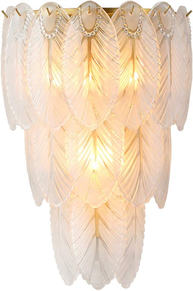 SR1039/W Nordic Postmodern Luxury Feather Iron Glass Wall Light  Golden Led Wall Lamp for Corridor, Cafe, Living Room, Bedroom Bedside, Studio (Single Piece)