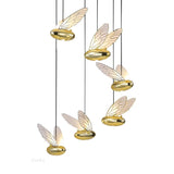 SR4083/1 Unique Postmodern Design Wing Gold Bee Led Pendant Lights for Hotel Hall, Dining Room, Luxury Hanging Light (Single Piece)