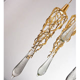 SR6002/1P Modern Golden Crystal Glass Pendant Lighting Aluminum Pendant Hanging Light Luxury Glass Drops Pendant Light for Restaurant (Single Piece)