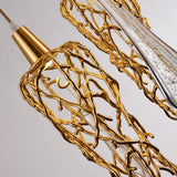 SR6002/1P Modern Golden Crystal Glass Pendant Lighting Aluminum Pendant Hanging Light Luxury Glass Drops Pendant Light for Restaurant (Single Piece)